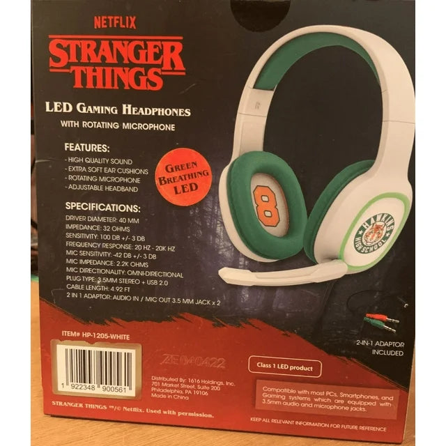 Stranger Things LED Gaming Headphones White and Green