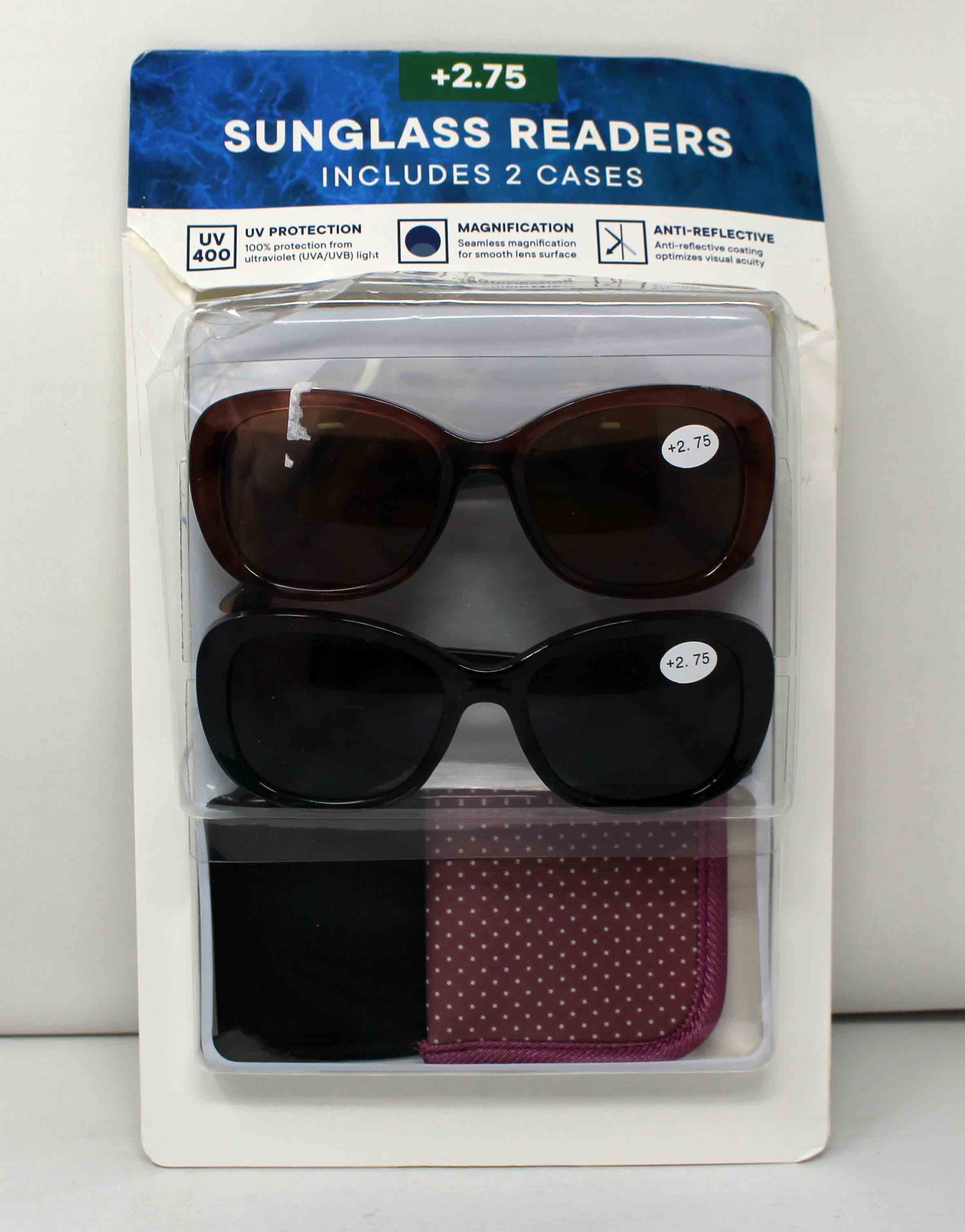 Sunglass Readers +2.75 Includes 2 Cases