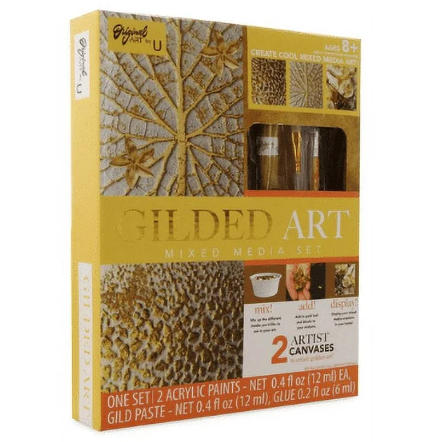 Gilded Art Mixed Media Kit With Canvas, Paint & Gold Leaf Foil