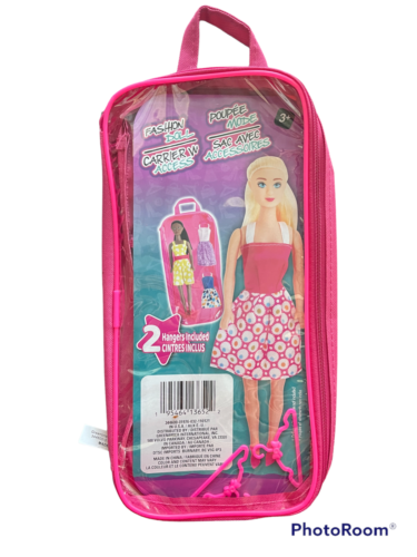 Fashion Doll Carrying 12" Case Fashion Carrier W Hangers PLUS 3 dolls Age Level: 3-4 Years Pink in color