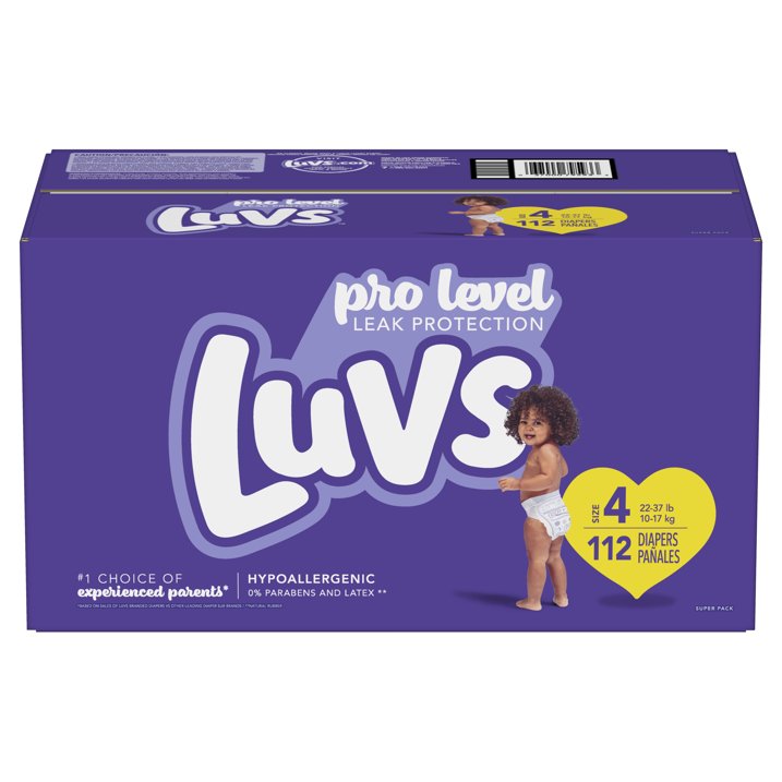 Luvs Pro Level Leak Protection Diapers Size 4 112 Count