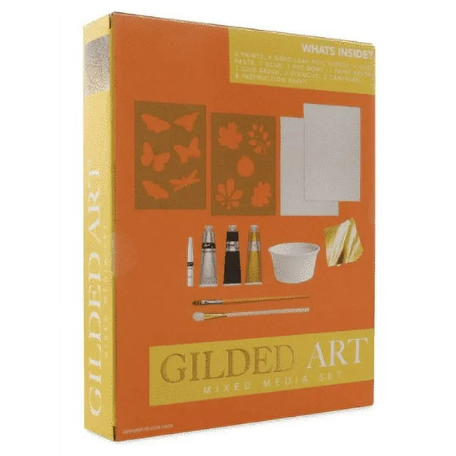 Gilded Art Mixed Media Kit With Canvas, Paint & Gold Leaf Foil