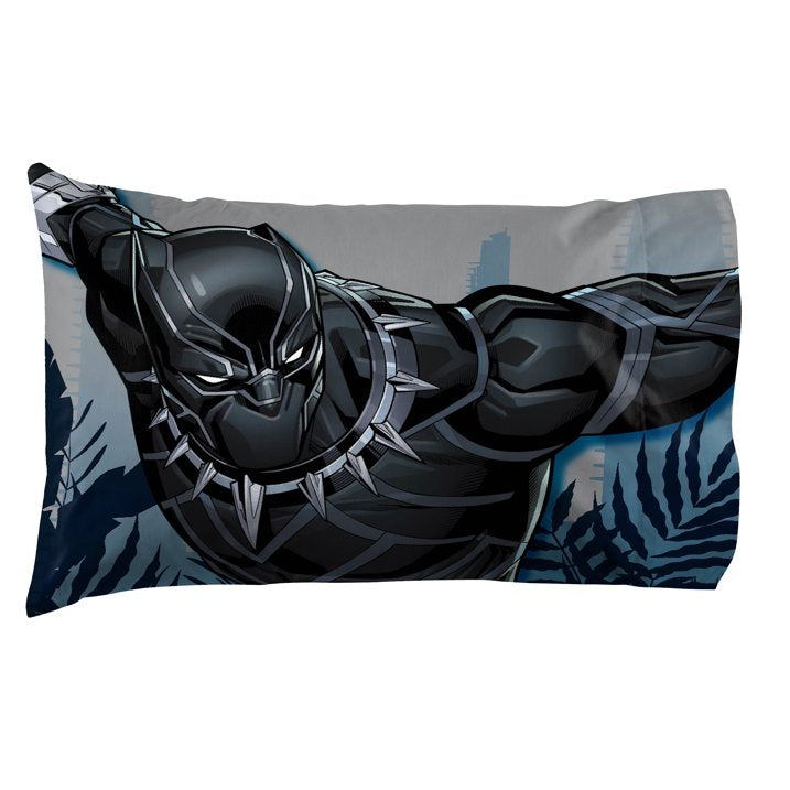 Black Panther King of Wakanda Kids 4-Piece Full Sheet Set, Microfiber, Black, Marvel