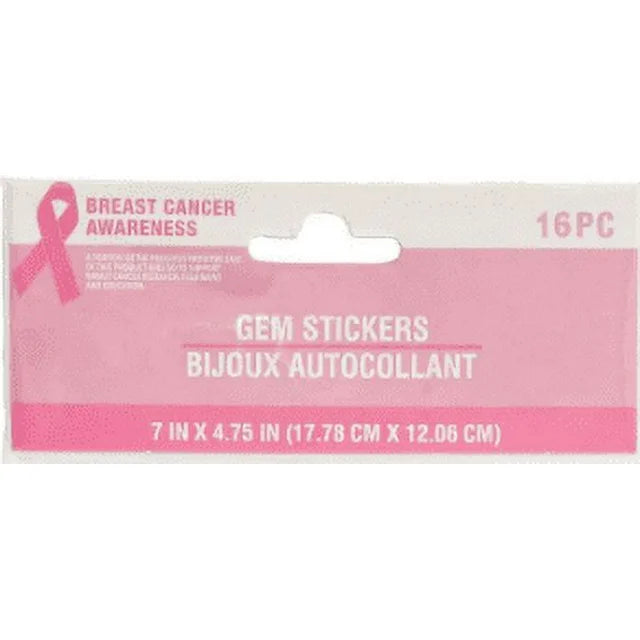 Pink Breast Cancer Gem Stickers 16 Count