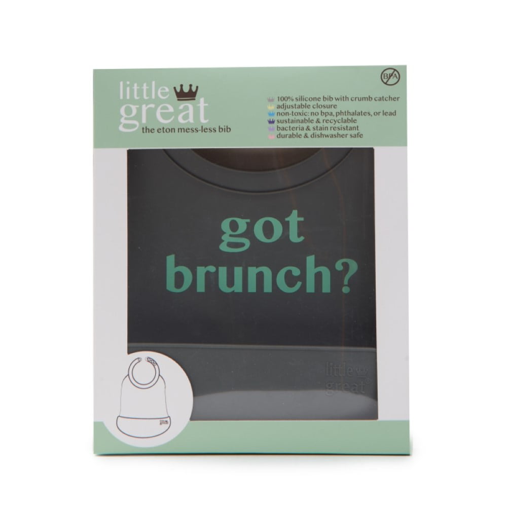 Little Great The Eton Mess-less Silicone Bib 'got Brunch' Self Feeder for Infants, Age 6 Months, Gray