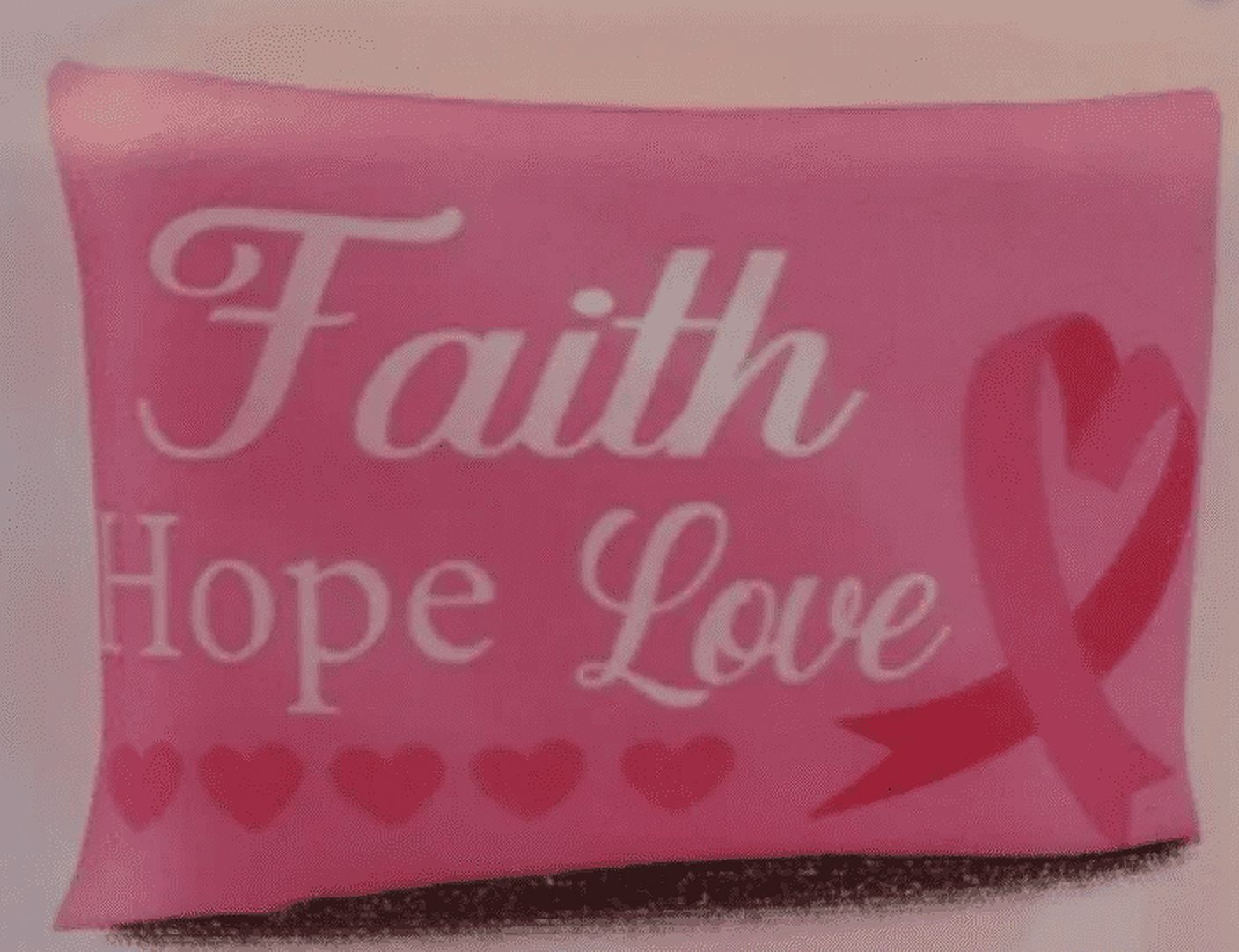 Satin Pillowcase, Faith Hope Love, Pink Pillow, Breast Cancer Ribbon, 20 x 30