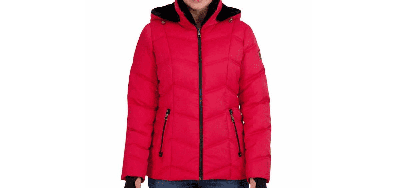 Nautica Women?s Puffer Jacket w Detachable Hood Water Resistant Red size Small