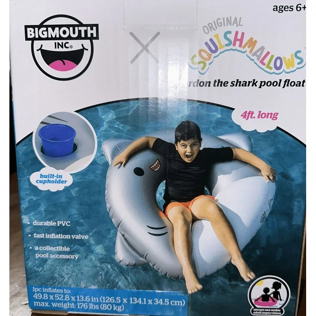 BigMouth x Squishmallows Inflatable Ring Pool Float With Built-In Cupholder (Gordon the Shark)