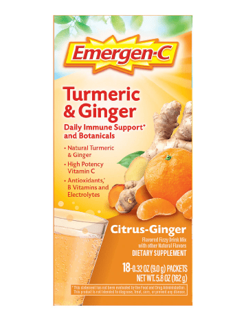 Emergen-C Turmeric Ginger Fizzy Drink Mix Citrus-Ginger - 18 ct