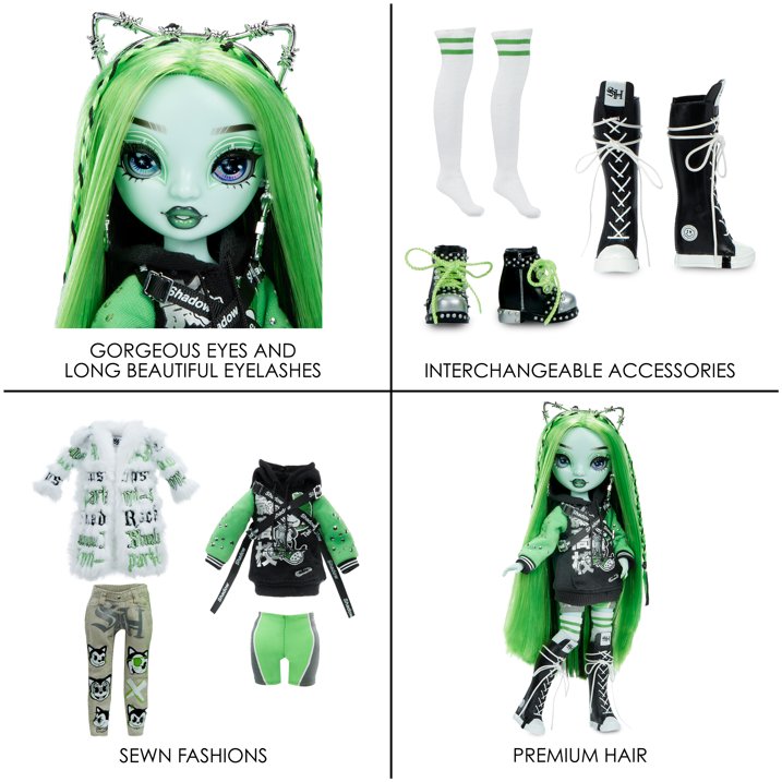 Rainbow Vision Shadow High Neon Shadow Harley Limestone Fashion Doll (Neon Green) with 2 Designer Outfits