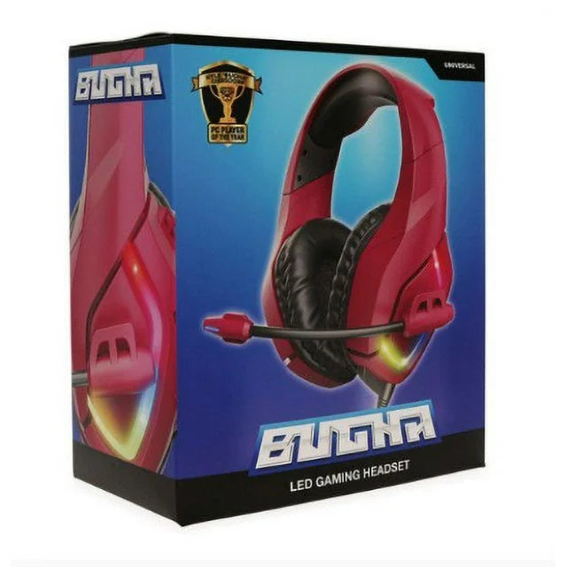 Bugha LED Gaming Headset w/Microphone Red