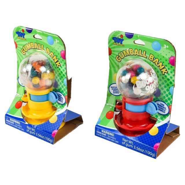 Toymendous Mini Novelty Gumball Machine for Children, Gumballs Included (Colors May Vary)