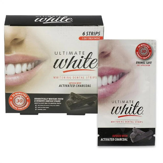 Ultimate Activated Charcoal Teeth Whitening Strips Dental Whitener White White Strip 6 Pc Box