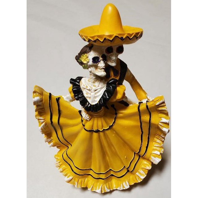 Hola Halloween tabletop decor Yellow Skelton Dancing Couple