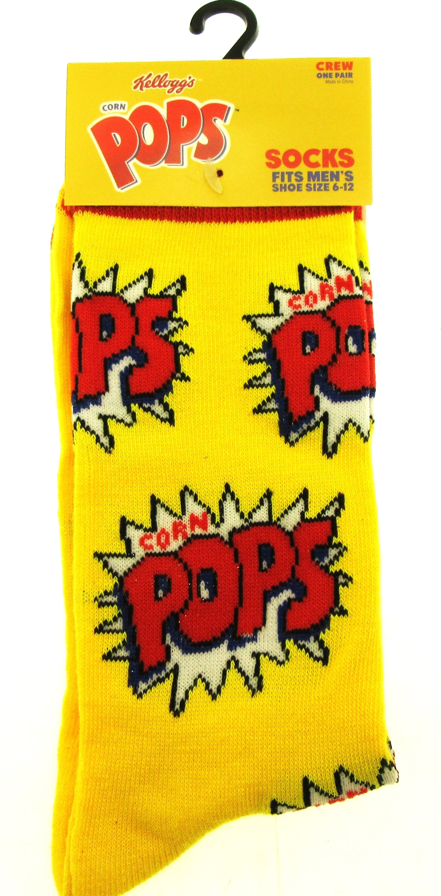 One Pair of Pops Crew Socks for Men Shoe Sizes 6 - 12