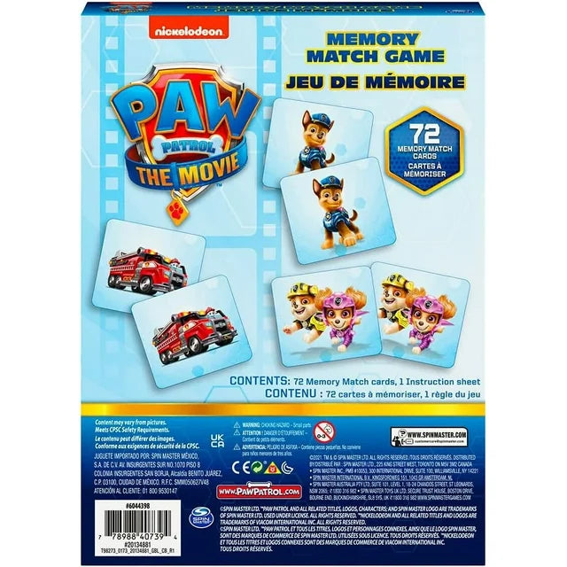 Paw Patrol The Movie Memory Match Game