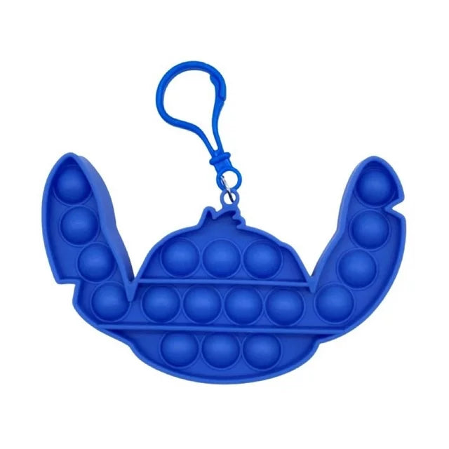 Stitch Shaped Pop Fidget Keychain In Bag With Header