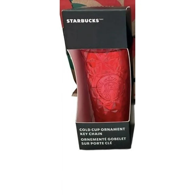 Starbucks Holiday Red Prism Diamond Cold Cup Christmas Ornament Keychain