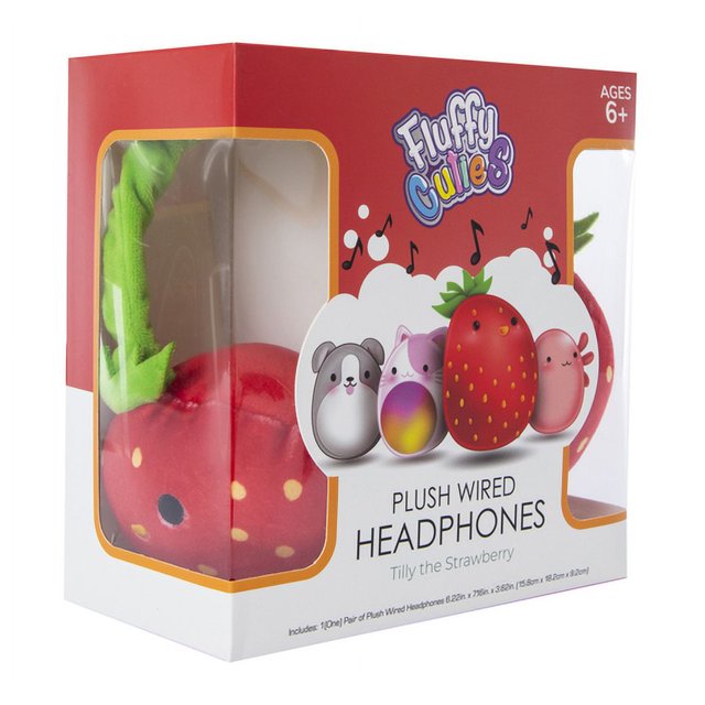 Fluffy Cuties Plush Wired Headphones Tilly the Strawberry