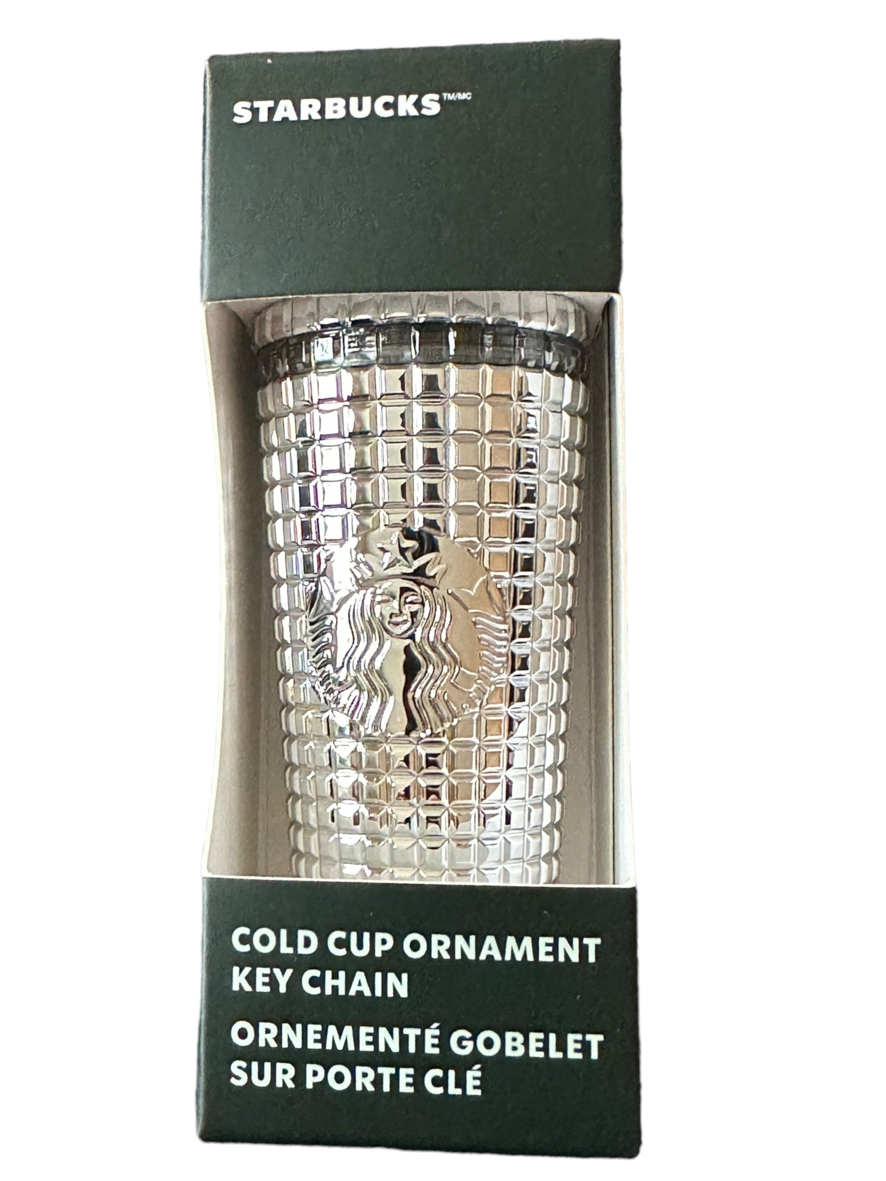 Starbucks 2023 Metallic Mirror Mini Grid  Holiday Cold Cup Ornament Keychain