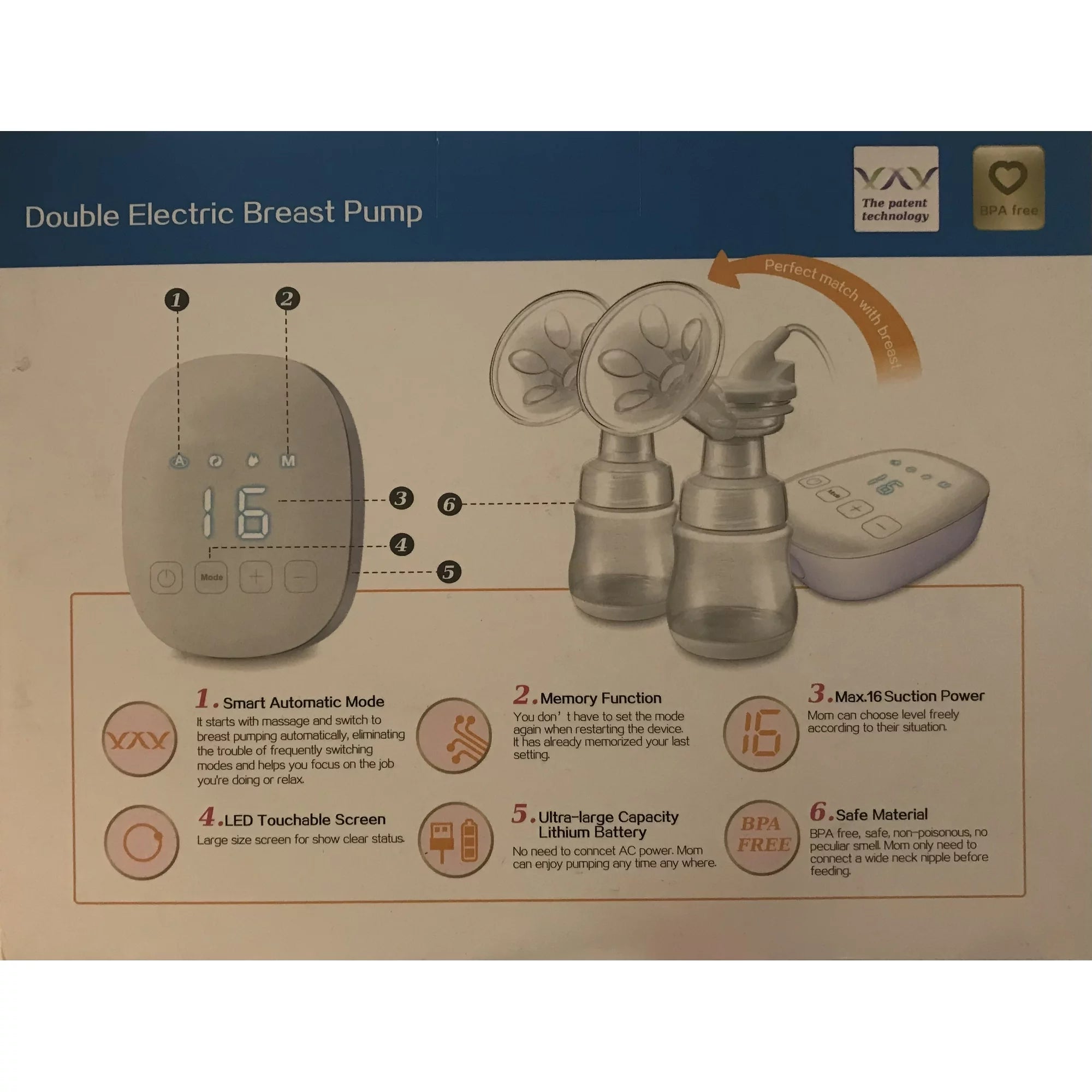 EM&Tech Double Electric Breast Pump -More comfort & Convenience