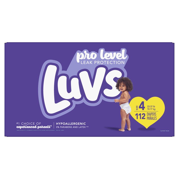 Luvs Pro Level Leak Protection Diapers Size 4 112 Count