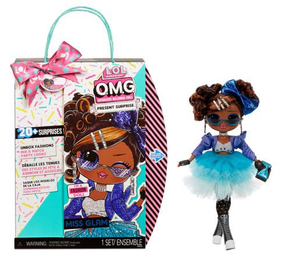 LOL Surprise OMG Present Surprise Fashion Doll Miss Glam With 20 Surprises And 5 Fashion Looks - Toys for Girls Ages 4+