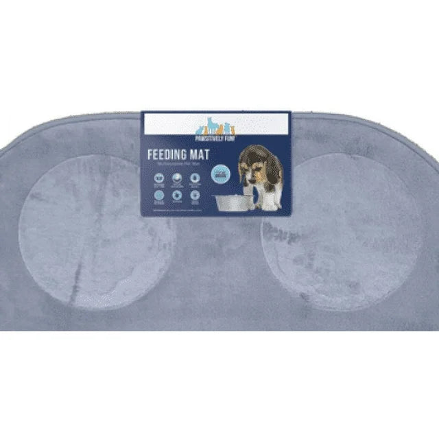 Pawsitively Microfiber Foam Pet Placemat (Feeding Mat )16in x 24in - Silver