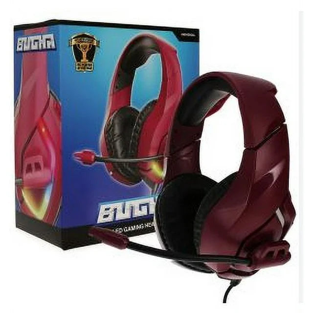 Bugha LED Gaming Headset w/Microphone Red