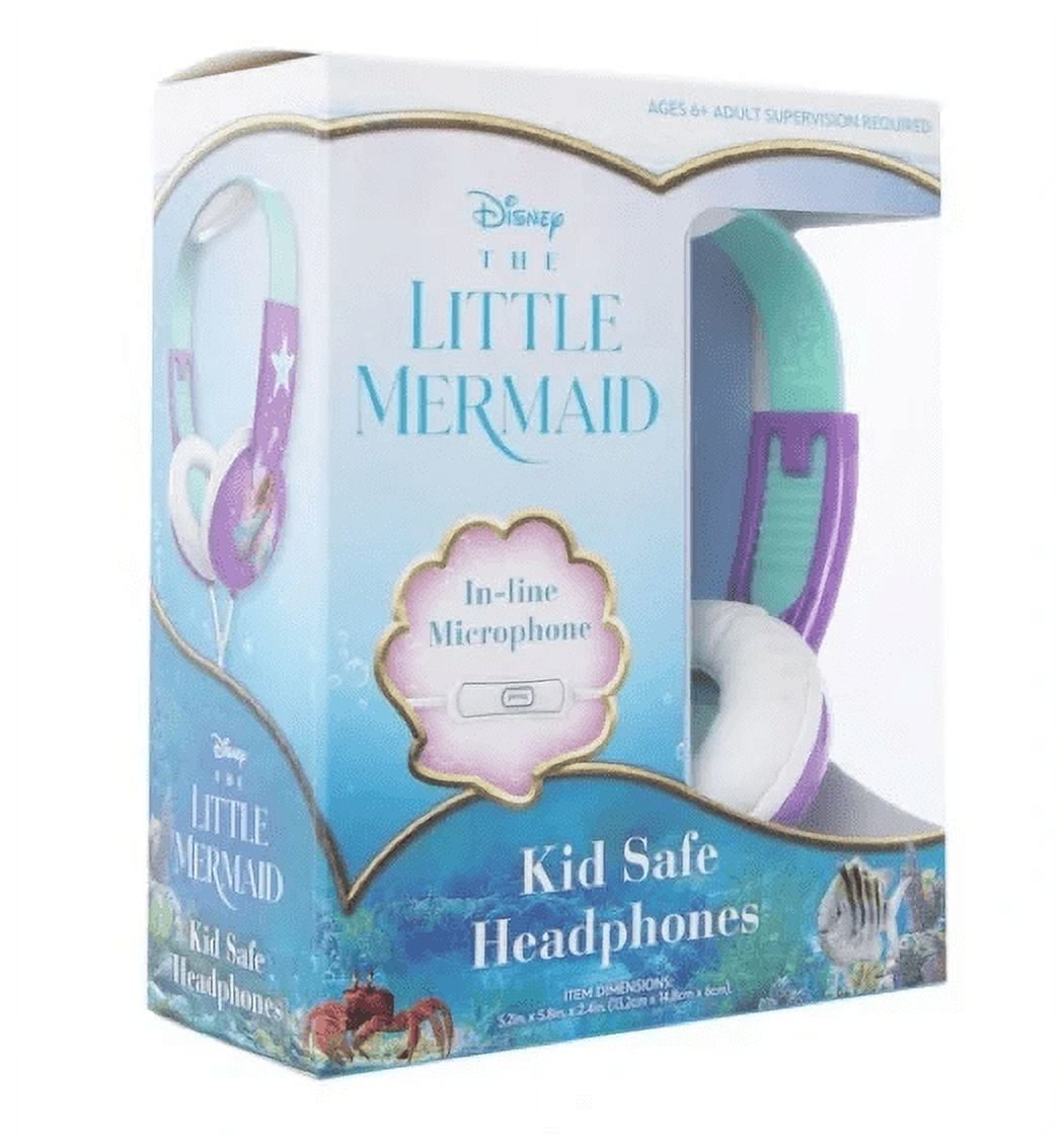 Disney The Little Mermaid Kid Safe Headphones w/in-Line Microphone