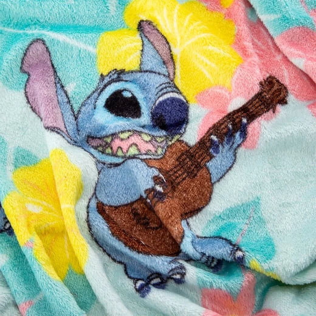 Disney Stitch Silk Touch Throw Blanket - Lilo And Stitch Hawaiian Casual Light Green Throw - 40" x 50" - Ages 3+