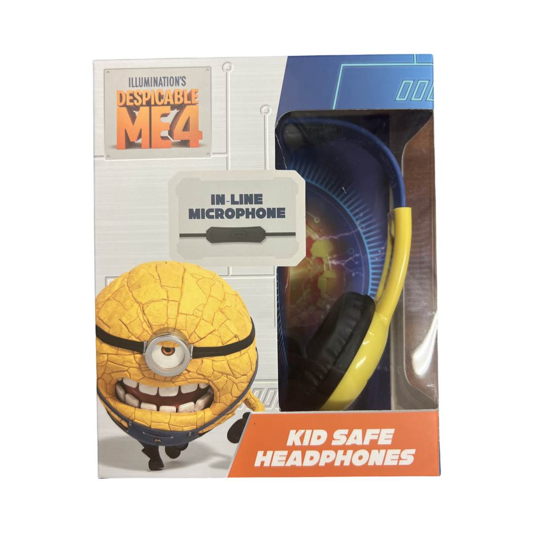 illumination's despicable me 4 in-line microphone kid safe headphone