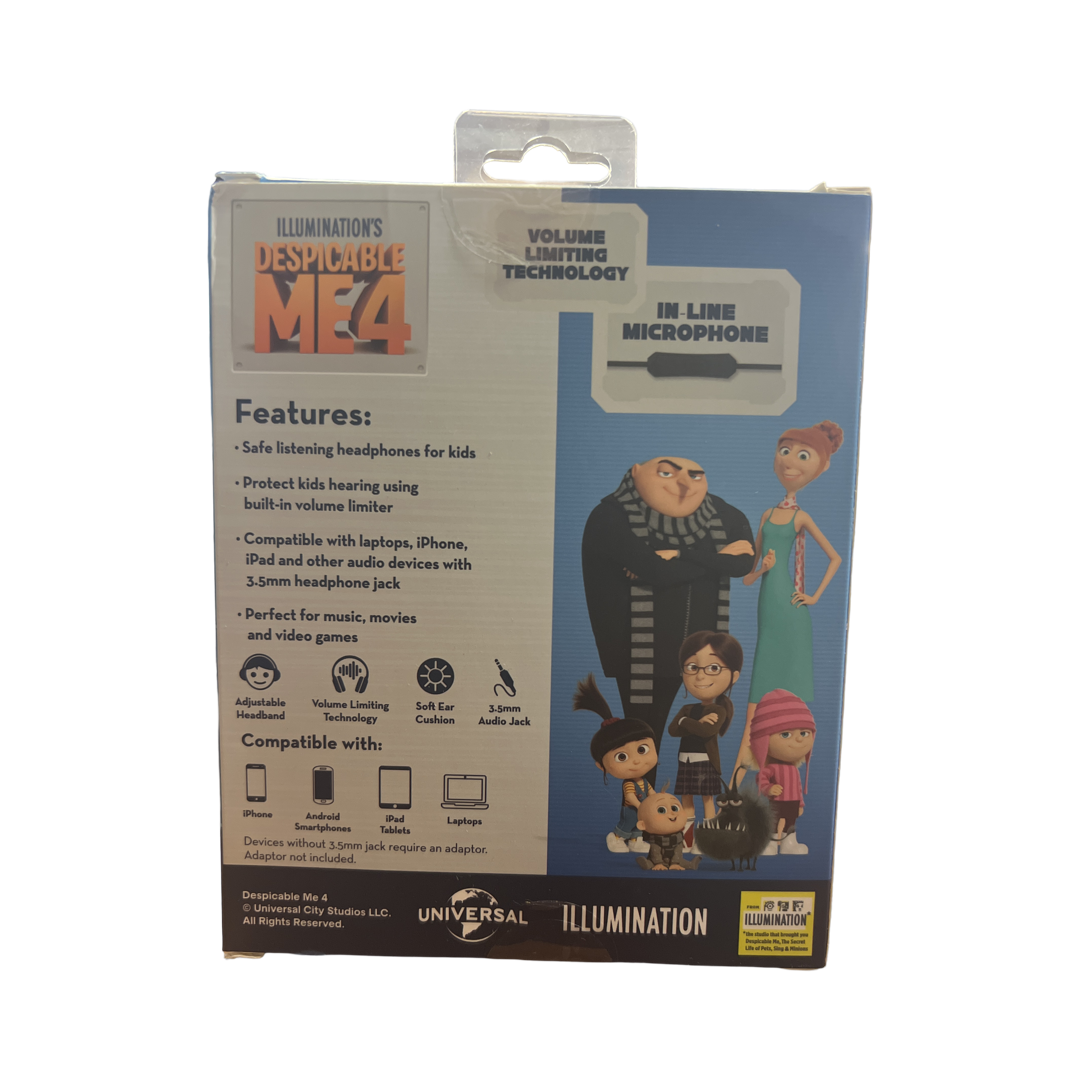 illumination's despicable me 4 in-line microphone kid safe headphone