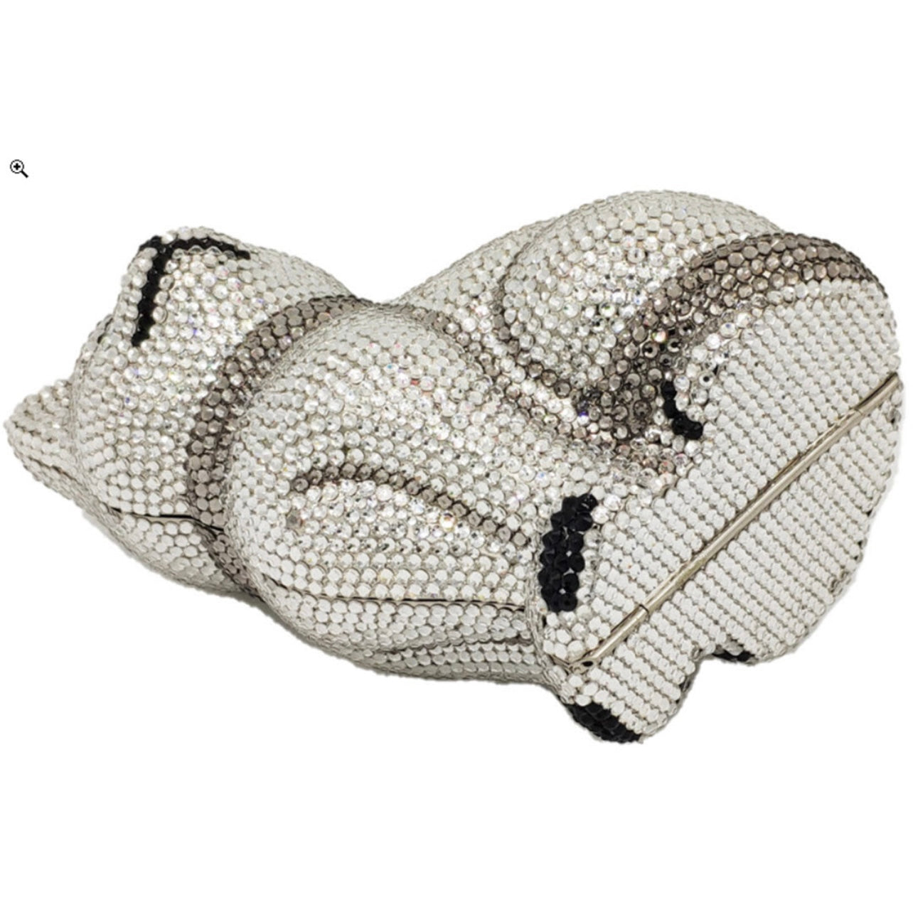 Luster by Loveleen Cat All Crystal Silver Clutch bag