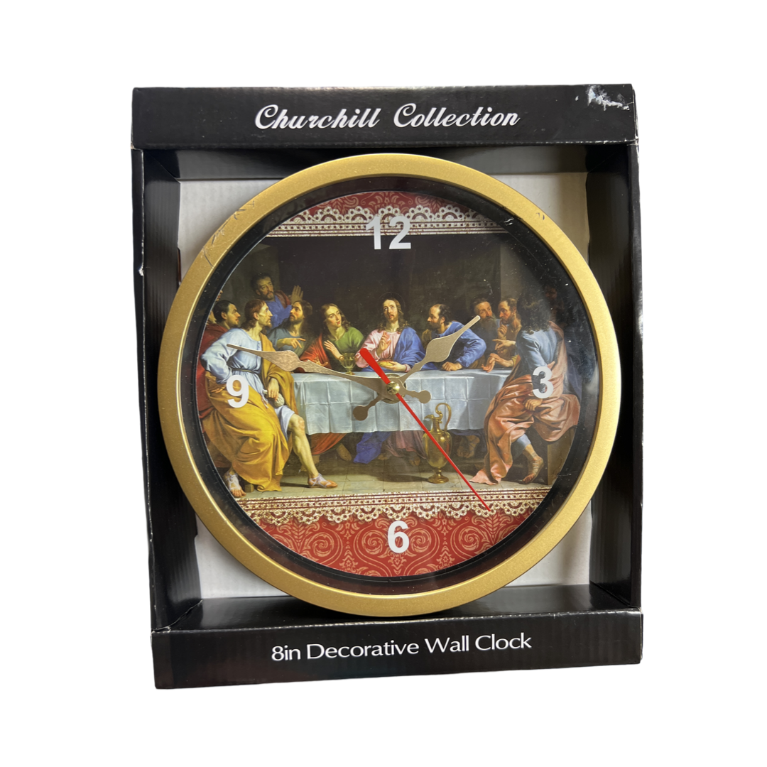 Churchill Collection 8'' The Last Supper Wall Clock (New But it has scratches on the gold border)