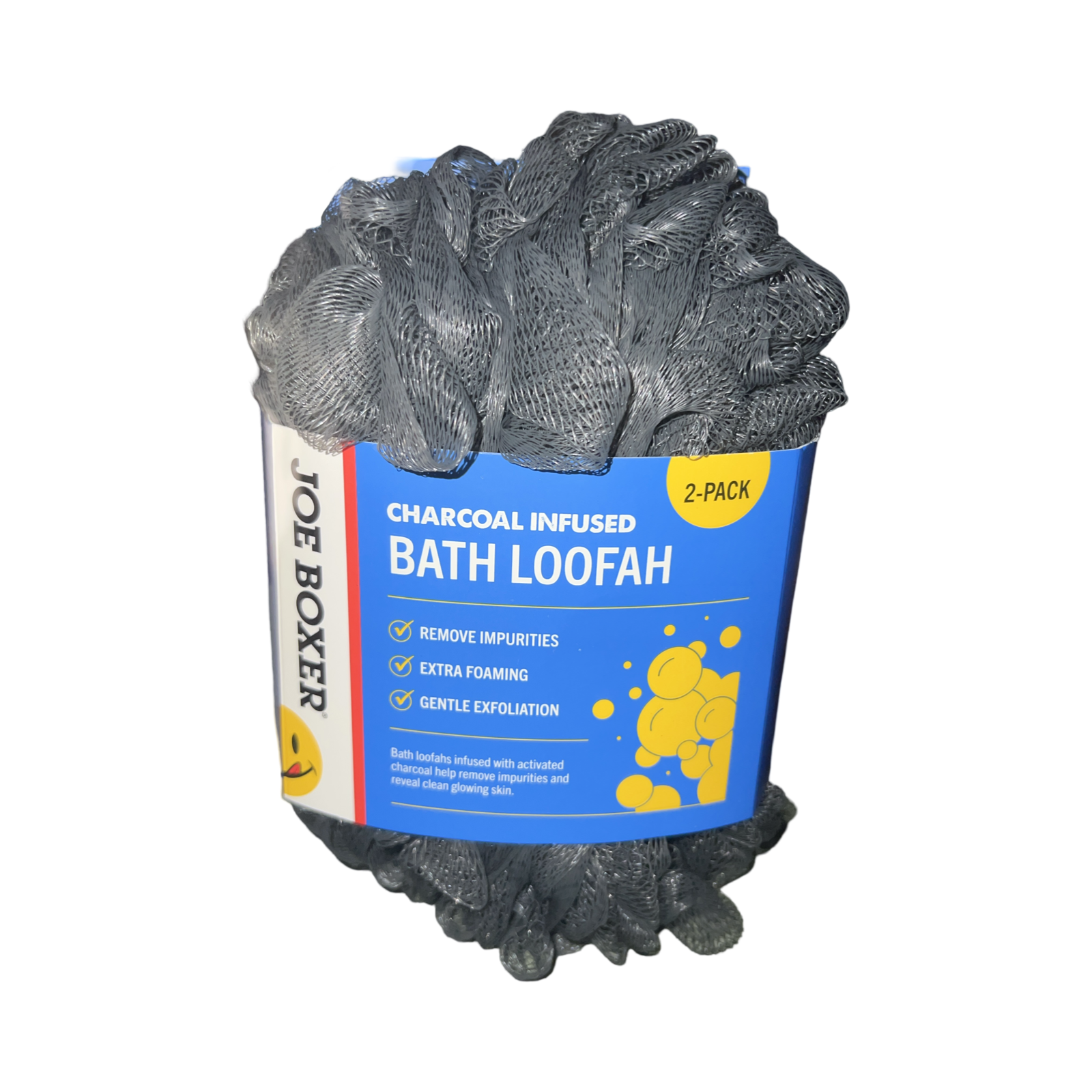 Joe Boxer Charcoal-Infused Bath Loofah 2pk