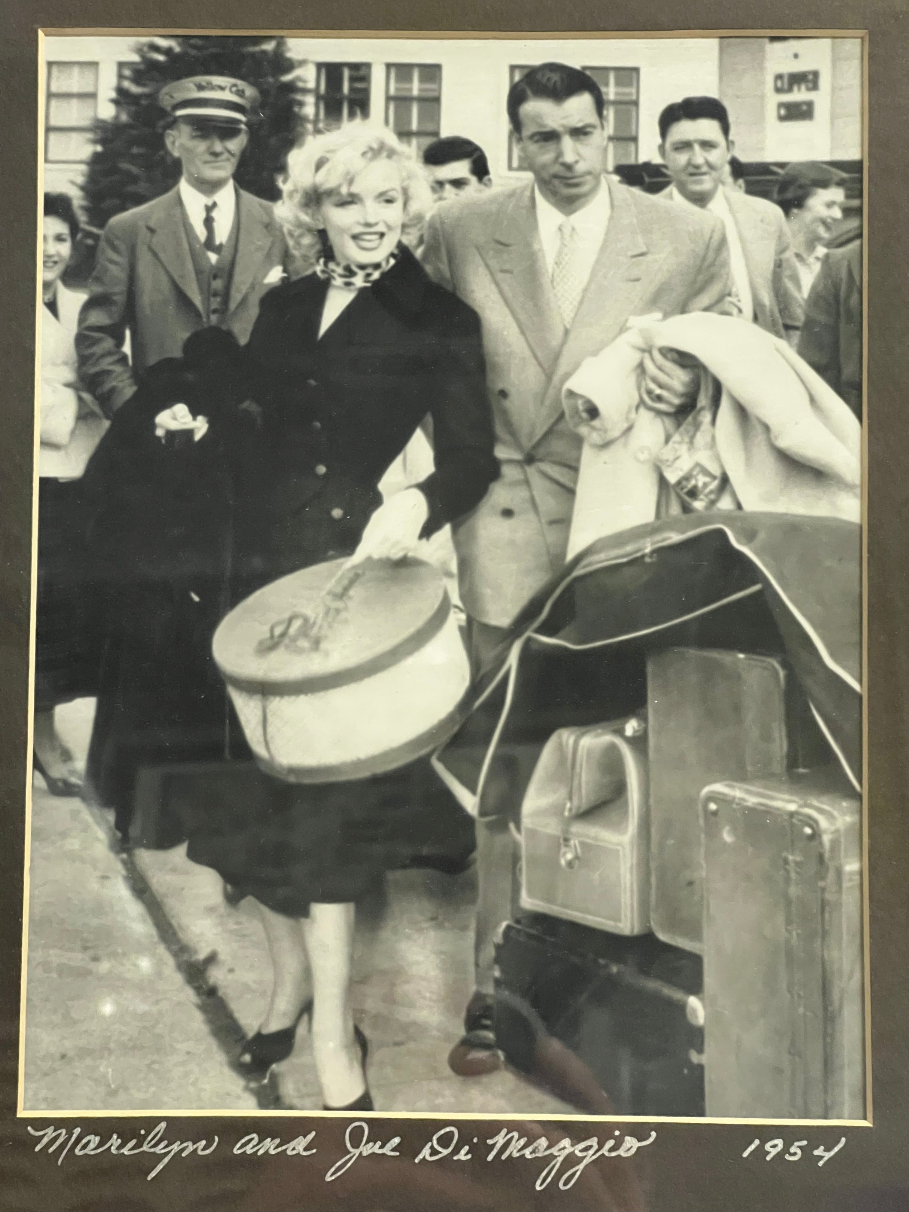 Marilyn Monroe and Joe DiMaggio 1954 Iconic Celebrity Couple, Matted and Framed Vintage Wall Hanging