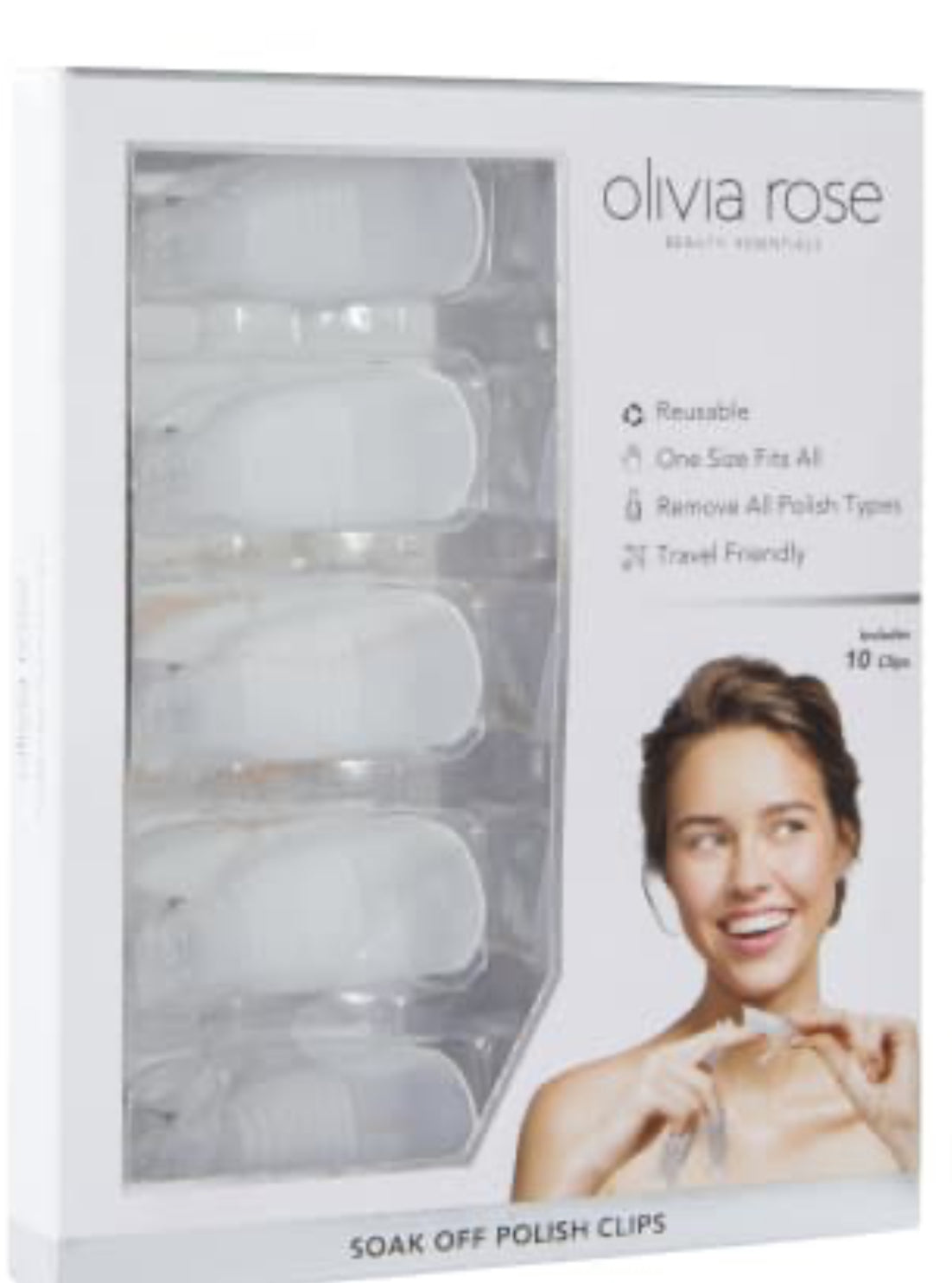 Olivia Rose Soak-off Nail Polish Clip 10 pack, Reusable, Remove allPolish Types, One Size Fits All