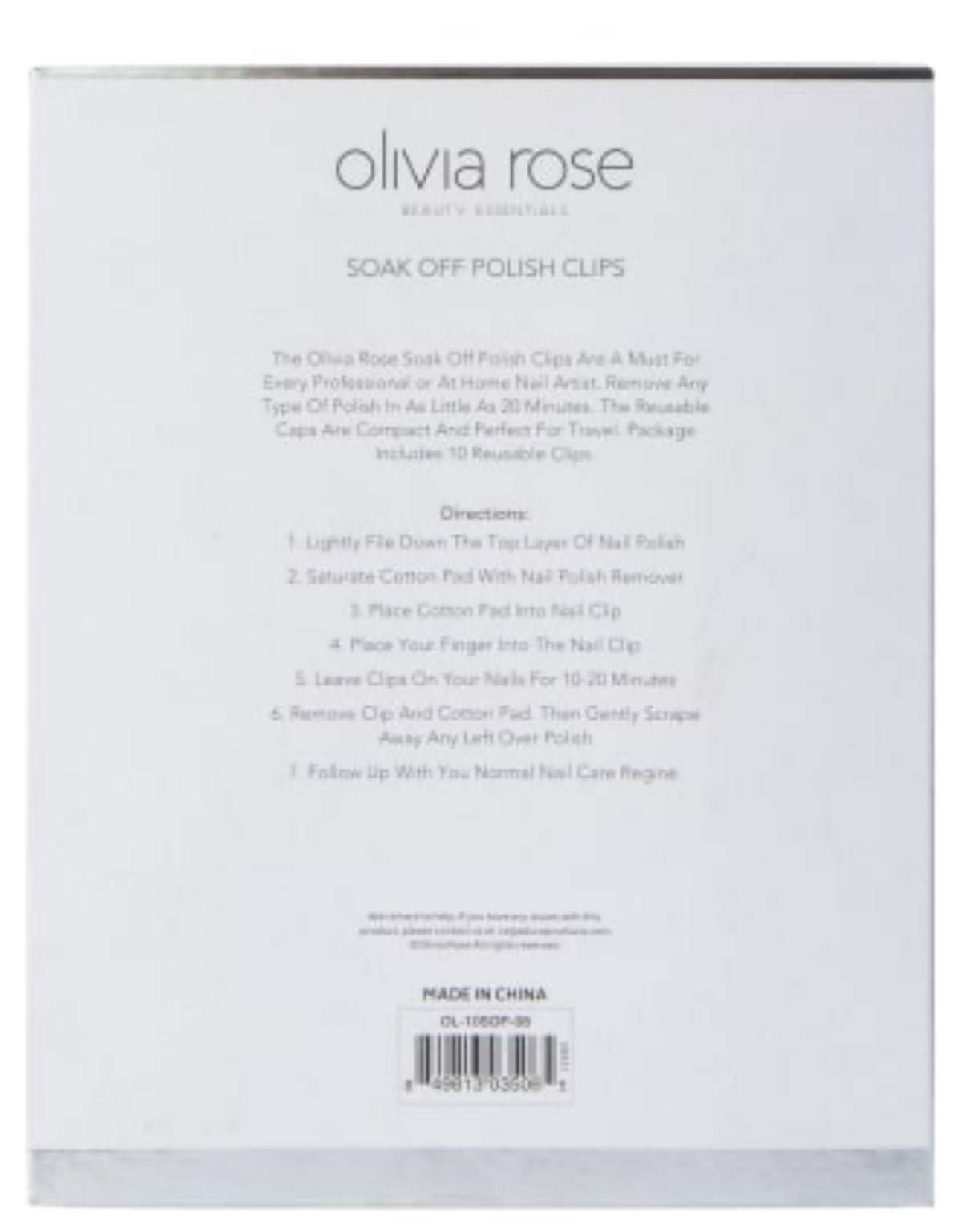 Olivia Rose Soak-off Nail Polish Clip 10 pack, Reusable, Remove allPolish Types, One Size Fits All