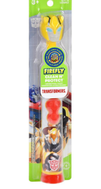 Firefly Power Protect Battery Toothbrush with Antibacterial Character Cap - Transformers