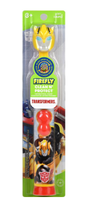 Firefly Power Protect Battery Toothbrush with Antibacterial Character Cap - Transformers