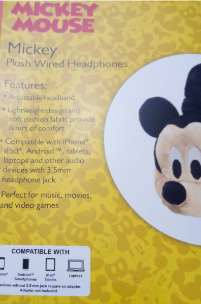 Disney Mickey Mouse Plush Wired Headphones