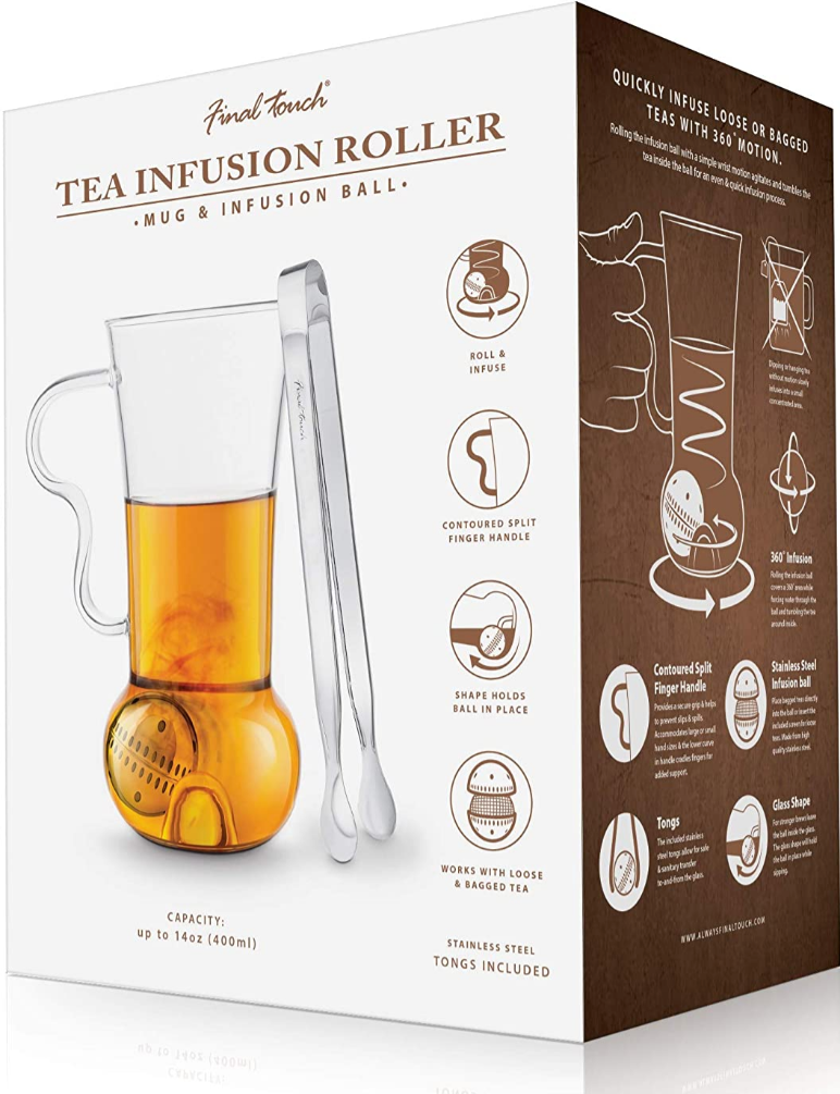 Final Touch Tea Infusion Roller Leaf Infuser Set Loose Mug Cup Gift Set Strainer