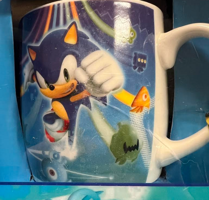 Sonic The Hedgehog #9397 Dark Blue 11oz Ceramic Coffee Mug Plate And Spoon.Assorted Styles