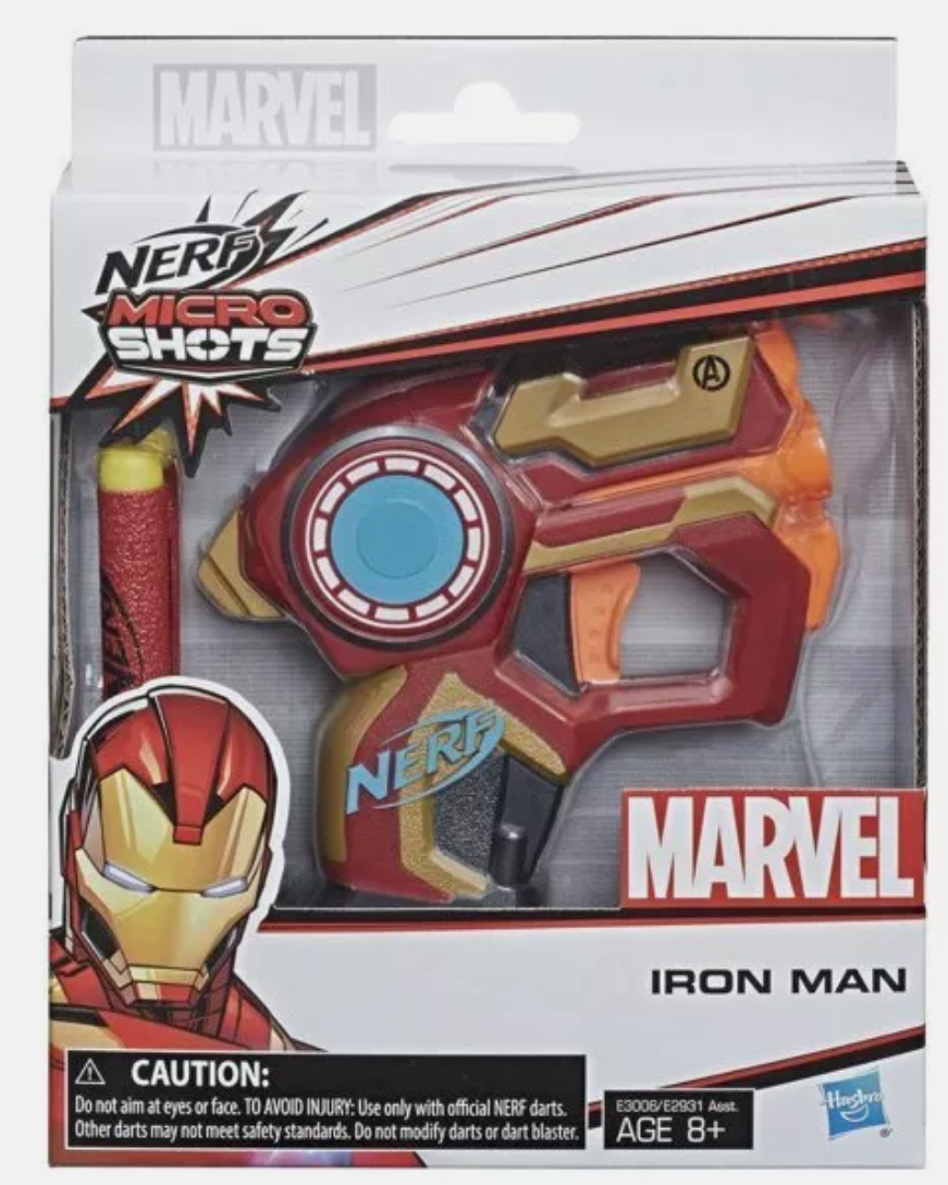 Nerf Micro Shots Iron Man Marvel Mini Foam Dart Gun NIP Hasbro