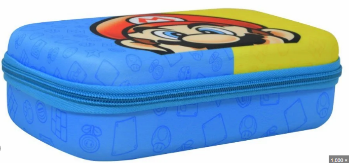 Nintendo Super Mario Multicolor Pencil Case with Zipper, Hard Case, 8.75" x 5.25"