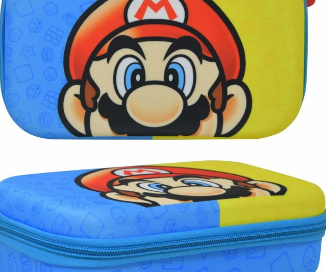 Nintendo Super Mario Multicolor Pencil Case with Zipper, Hard Case, 8.75" x 5.25"