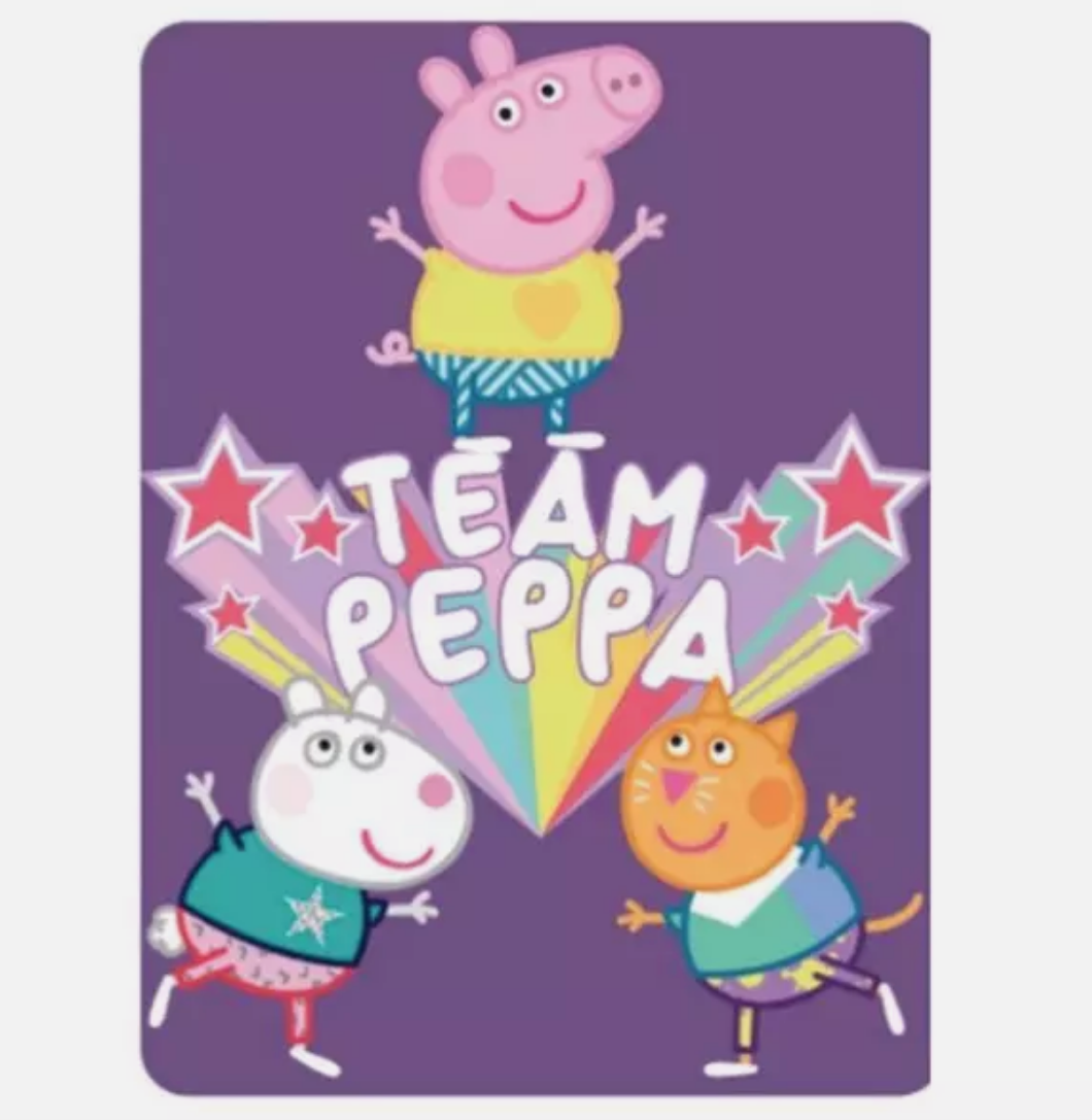 Peppa Pig Throw Blanket 45" x 60" Team Peppa Suzy Sheep Candy Cat Purple Stars