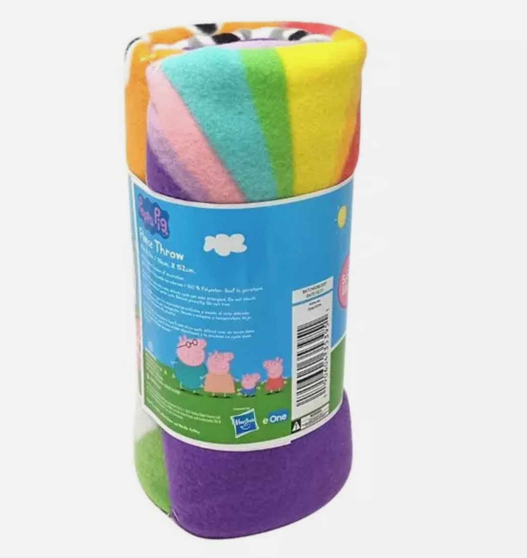 Peppa Pig Throw Blanket 45" x 60" Team Peppa Suzy Sheep Candy Cat Purple Stars