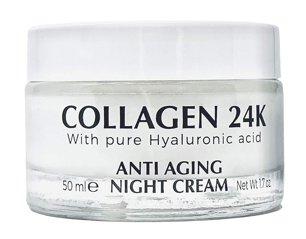 Delfanti-Milano • COLLAGEN 24K • Anti-Aging Night Cream • Face and Neck Moisturizer with pure Hyaluronic Acid • Made in Italy